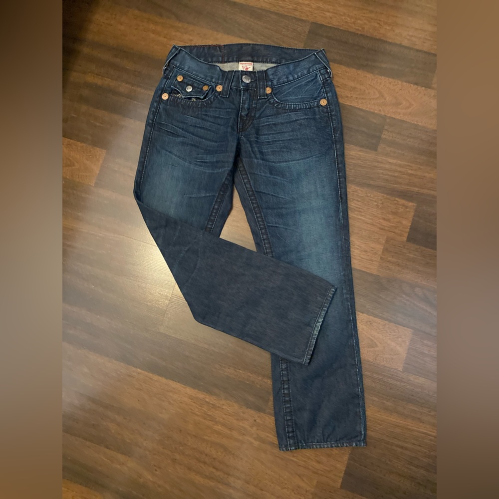 TRUE RELIGION 2 Low Rise Boot Cut Flare 💯 Cotton Jeans Size 28 - Picture 5 of 16